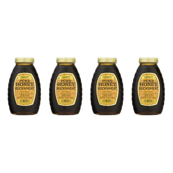 Gunter's Pure Buckwheat Honey, 16 fl Oz (Pack of 4)