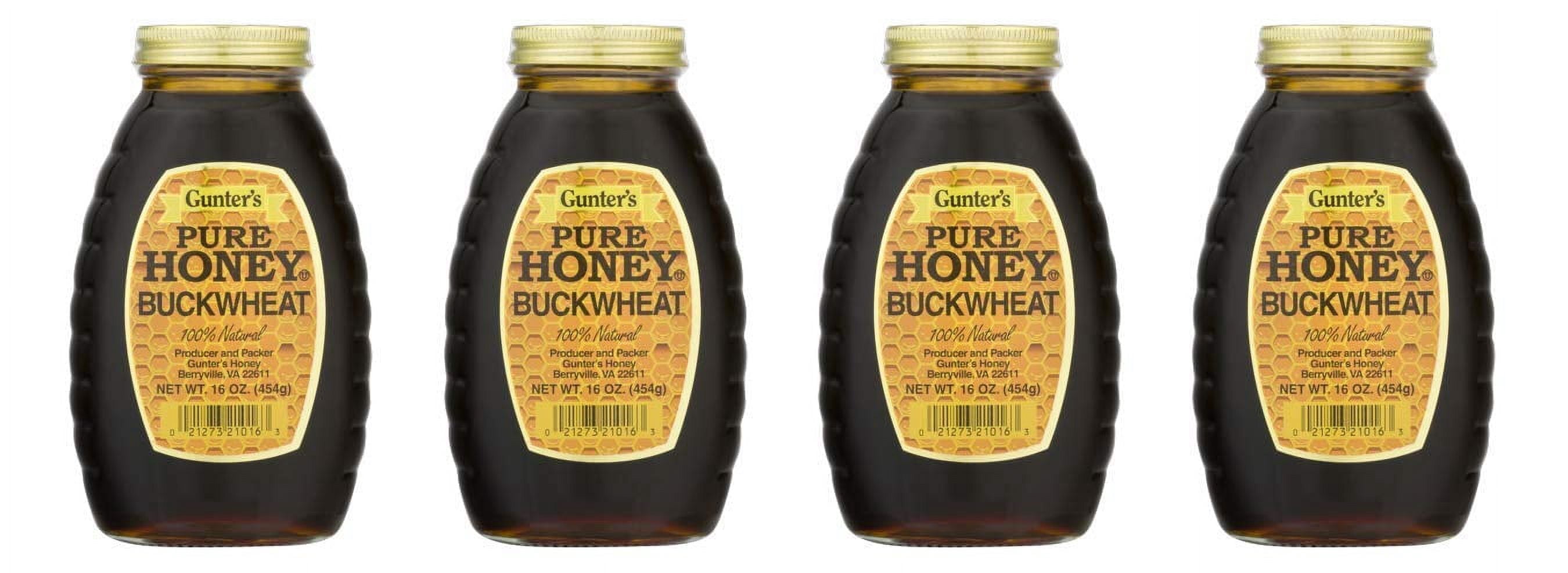 Gunter's Pure Buckwheat Honey, 16 fl Oz (Pack of 4)