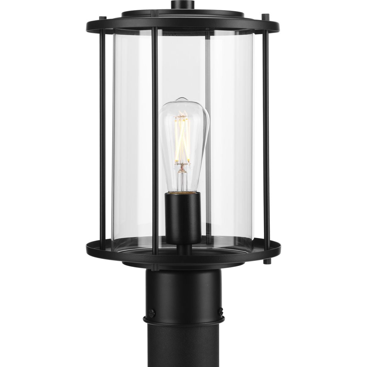 Gunther Matte Black Farmhouse Post Lantern with Clear Glass