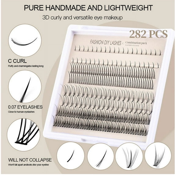 Gunyslmo Under $5 8 Rows Mixed False Eyelash Hair Fish Tail Hair Natural Single Cluster Segmented Single Lower Eyelash Clusters Extensions Long