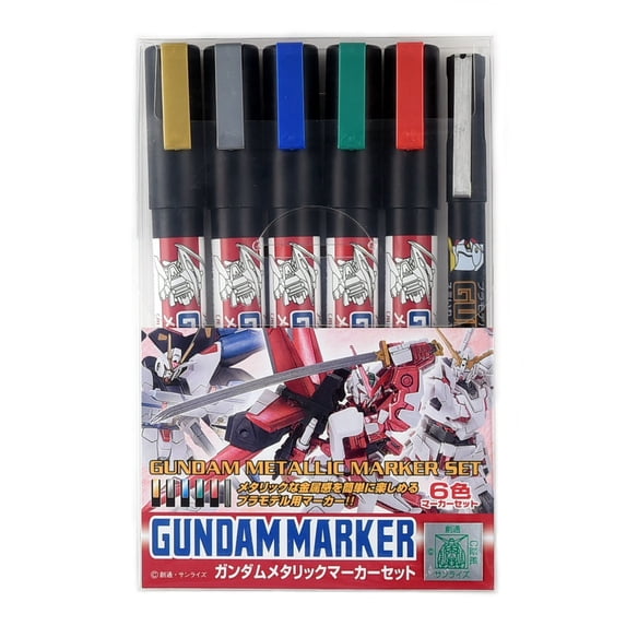 Gunze GSI Creos AMS 121 Mr. Hobby Gundam Marker Metallic Set (6 Markers)