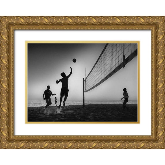 Guo, Leah 24x18 Gold Ornate Wood Framed with Double Matting Museum Art Print Titled - Beach Volleyball