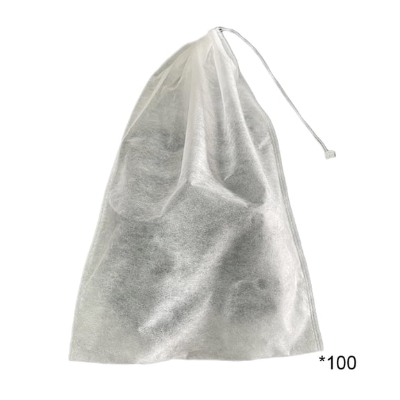 Guodhu 100 Pcs Non Woven Fruit Protection Bags Grape Vine Covers Anti Bird Insect Netting Waterproof Drawstring Plant Barrier for Garden Farm(White)