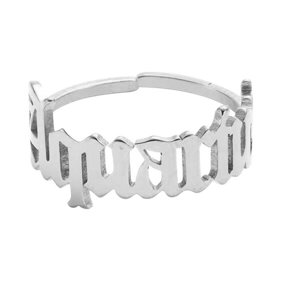 Guodhu 12 Zodiac Old English Letter Ring ,Silver Plated Constellation Rings for Women Adjustable Stainless Steel Zodiac Sign Rings Horoscope Astrology Birthday Jewelry Gifts for Women