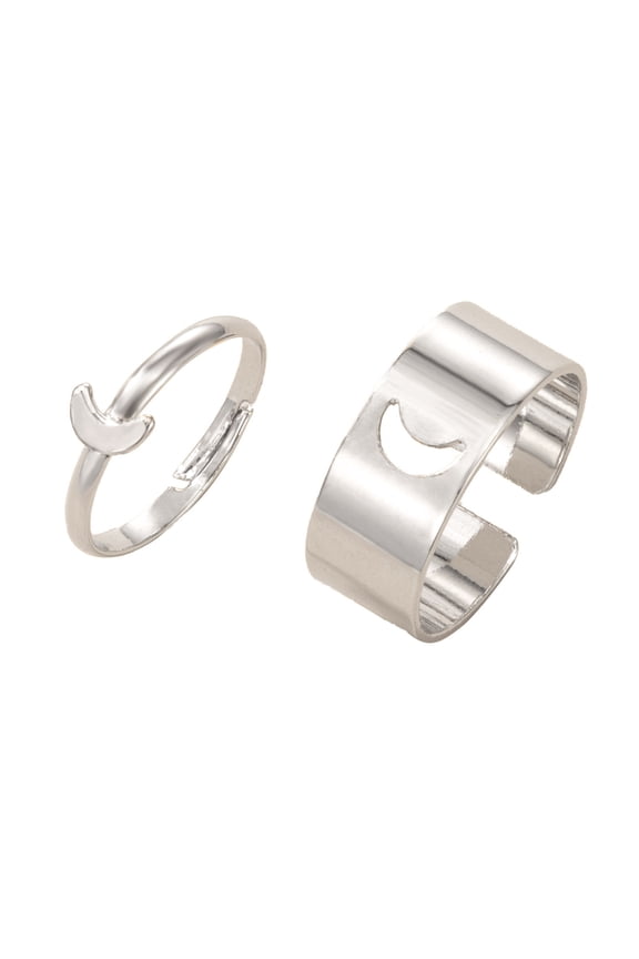2PCs Matching Couple Rings Y2k Couple Rings Moon Planet Rings for Women Men Love Best Friends Promise Rings Engagement Ring Set Jewelry Gifts for Couples