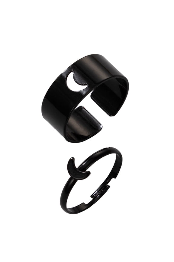 2PCs Matching Couple Rings Y2k Couple Rings Moon Planet Rings for Women Men Love Best Friends Promise Rings Engagement Ring Set Jewelry Gifts for Couples