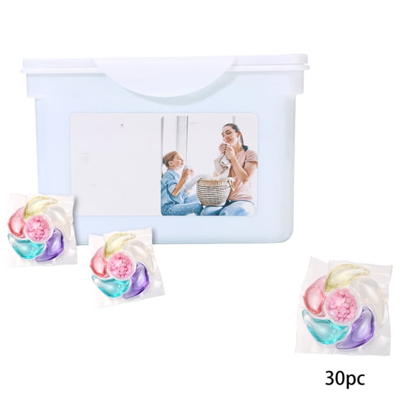 Guodhu 30-Pack Laundry Detergent Pods 6-Compartment Concentrated Cleaning Scent Beads Stain Removal Softener Multi-Benefit HE Fresh Scent Liquid Tabs for Family Clothes(Multicolor R)