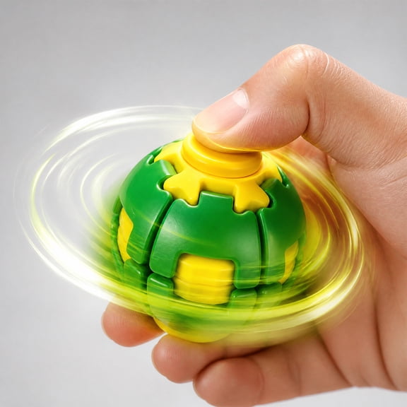 Guodhu 3D Printed Fidget Spinner Ball, Press and Spin Fidget Toy for Stress Relief, Transformable Kinetic Desk Toy & Quiet Rotating Sphere for Office, Classroom Students & Adults(Green)