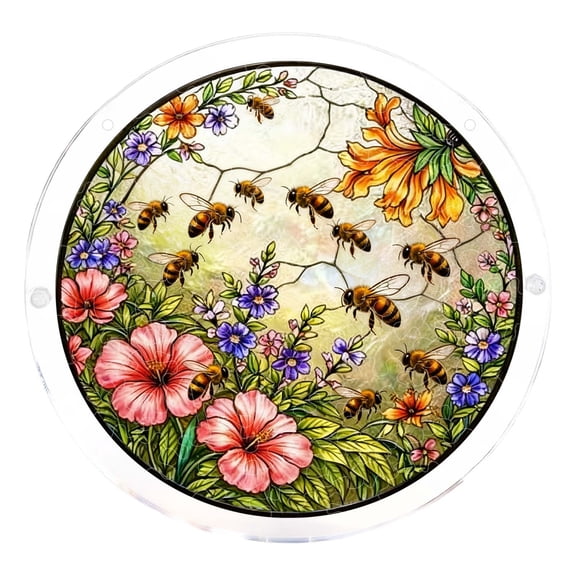 Guodhu 7.4 Inch Acrylic Puzzle Sun Catcher Window Hanging Suncatcher Rainbow Maker Decorative Art 100 Pieces Mixed Material Craft for Wall Hanging(Multicolor J)