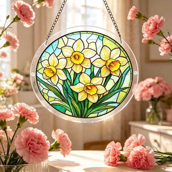 Guodhu 83-Piece Acrylic Suncatcher Puzzle Kit for Adults, DIY Stained Glass Window Hanging, Colorful Light Catcher Home Decor Craft Gift for Women Mom(Multicolor Y)