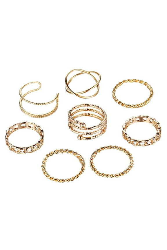 8PCS Gold Stackable Rings for Women Trendy Cute Rings Boho Knuckle Ring Set Dainty Golden Rings Pack Jewelry Gifts for Her Mom Wife Girlfriend