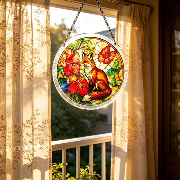 Guodhu Acrylic Puzzle Sun Catcher Fox Design 3D Crystal Puzzle Window Hanging Rainbow Maker 100 Pieces 7.4 Inch Mixed Material Craft for Kids Adults(multicolour S)