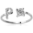 thumbnail image 1 of Guodhu Adjustable Initial Letter Ring for Women Silver Stackable Alphabet Ring with Initial Cubic Zirconia Crystal Inlaid Initial Rings Gifts, 1 of 1