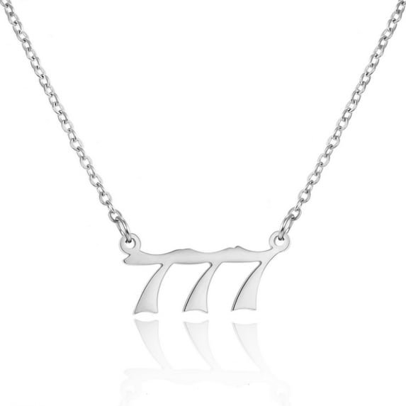 Guodhu Angel Number Necklace, Silver Plated Stainless Steel Dainty 111~999 Pendants Choker Necklace for Women Numerology Minimalist Jewelry
