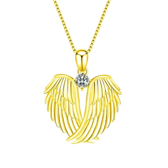 Guodhu Angel Wings Necklace Jewelry Cubic Zirconia Guardian Angel Wings Pendant Necklace for Women Birthday Christmas Gifts