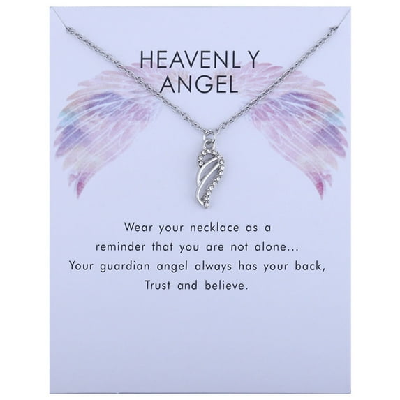 Guodhu Angel Wings Pendant Necklace for Women Zircon Wing Hollow Zircon Clavicle Chain Card Necklace