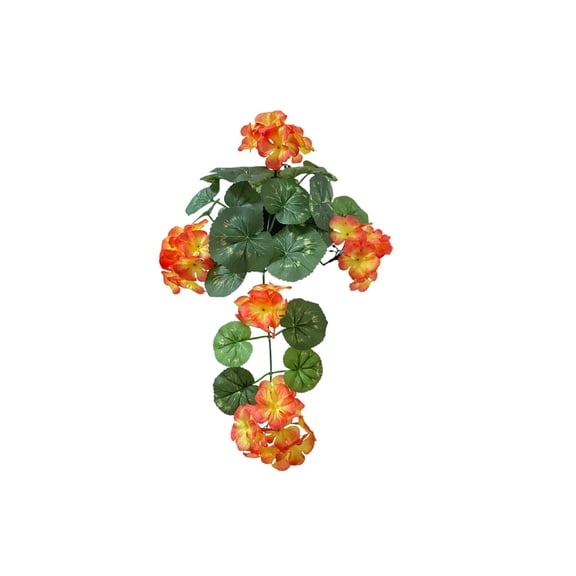Guodhu Artificial Geranium Hanging Plant with Pot and Chain – Orange Fake Flowers for Balcony Window Courtyard Indoor Outdoor Home Decor(Yellow)