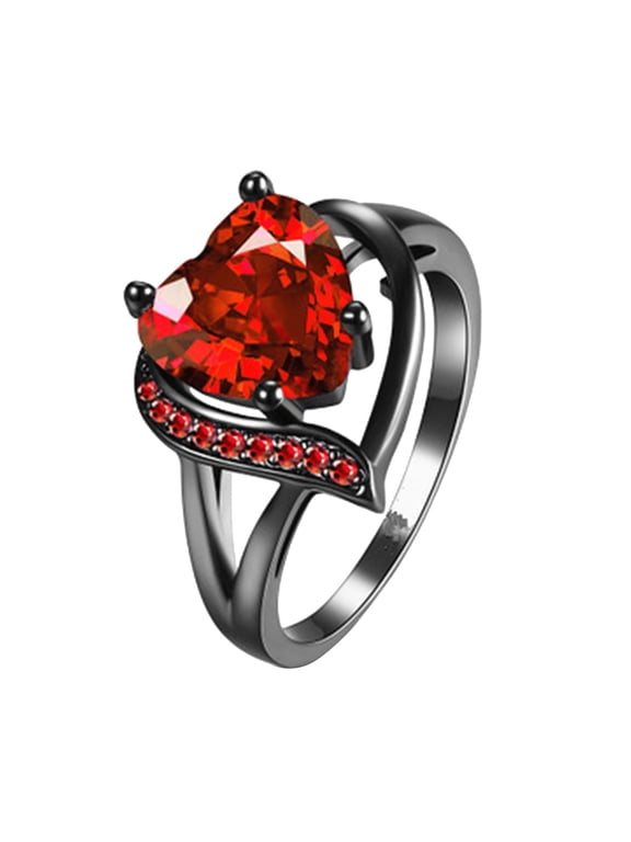 Black Gold Heart Cubic Zirconia Promise Rings for Women Engagement Rings for Her Women's Wedding Anniversary Ring Romantic Gifts for Mom, Wife,Daughter