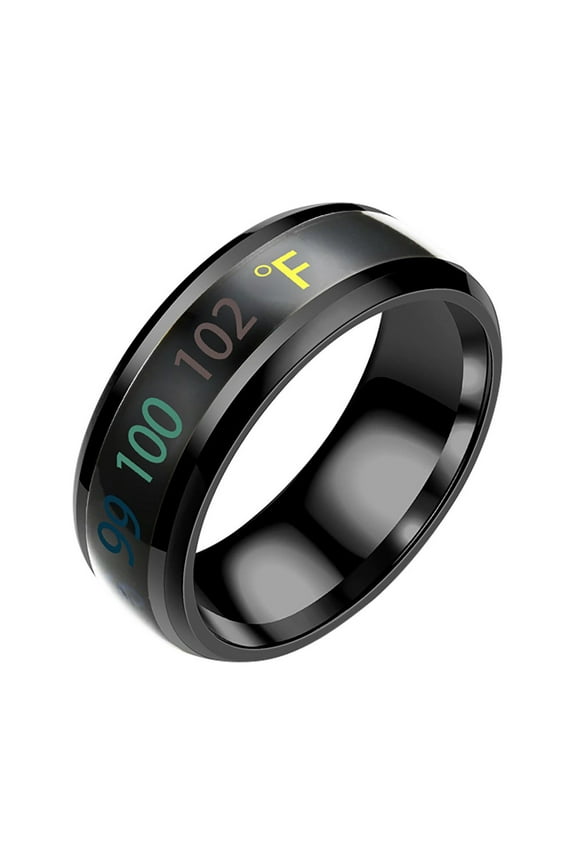Black Temperature Display Stainless Steel Rings for Couple Men Women Lover Color Change Mood Unisex Ring Jewelry Personalized Anniversary Birthday Gifts for Men Women