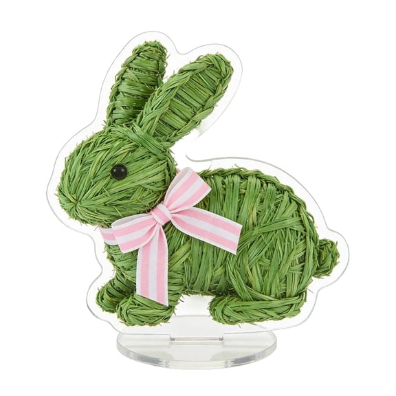Guodhu Blue Hydrangea Easter Bunny Decor 7.87in Artificial Floral Bunny Figurine With Bow, Spring Easter Home Tabletop Decoration, 2D Desktop Ornament(A)