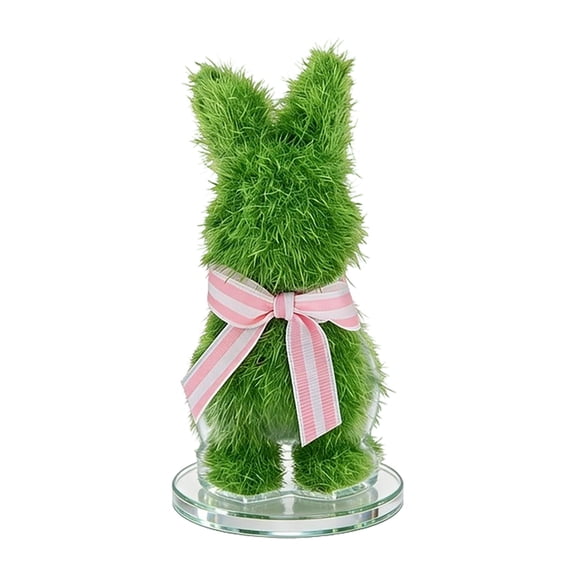 Guodhu Blue Hydrangea Easter Bunny Decor 7.87in Artificial Floral Bunny Figurine With Bow, Spring Easter Home Tabletop Decoration, 2D Desktop Ornament(B)