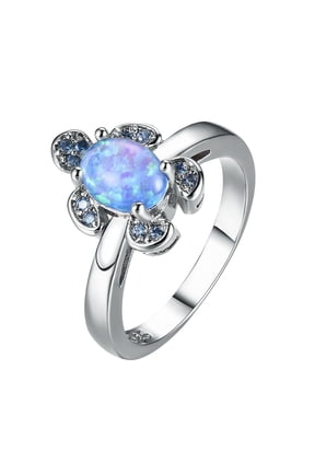 Blue Opal Sea Turtle Statement Ring Cubic Zirconia Crystal Sea Animals Pets Finger Band Promise Eternity Wedding Rings Cute Jewelry Gifts for Women Teen Mom Daughter