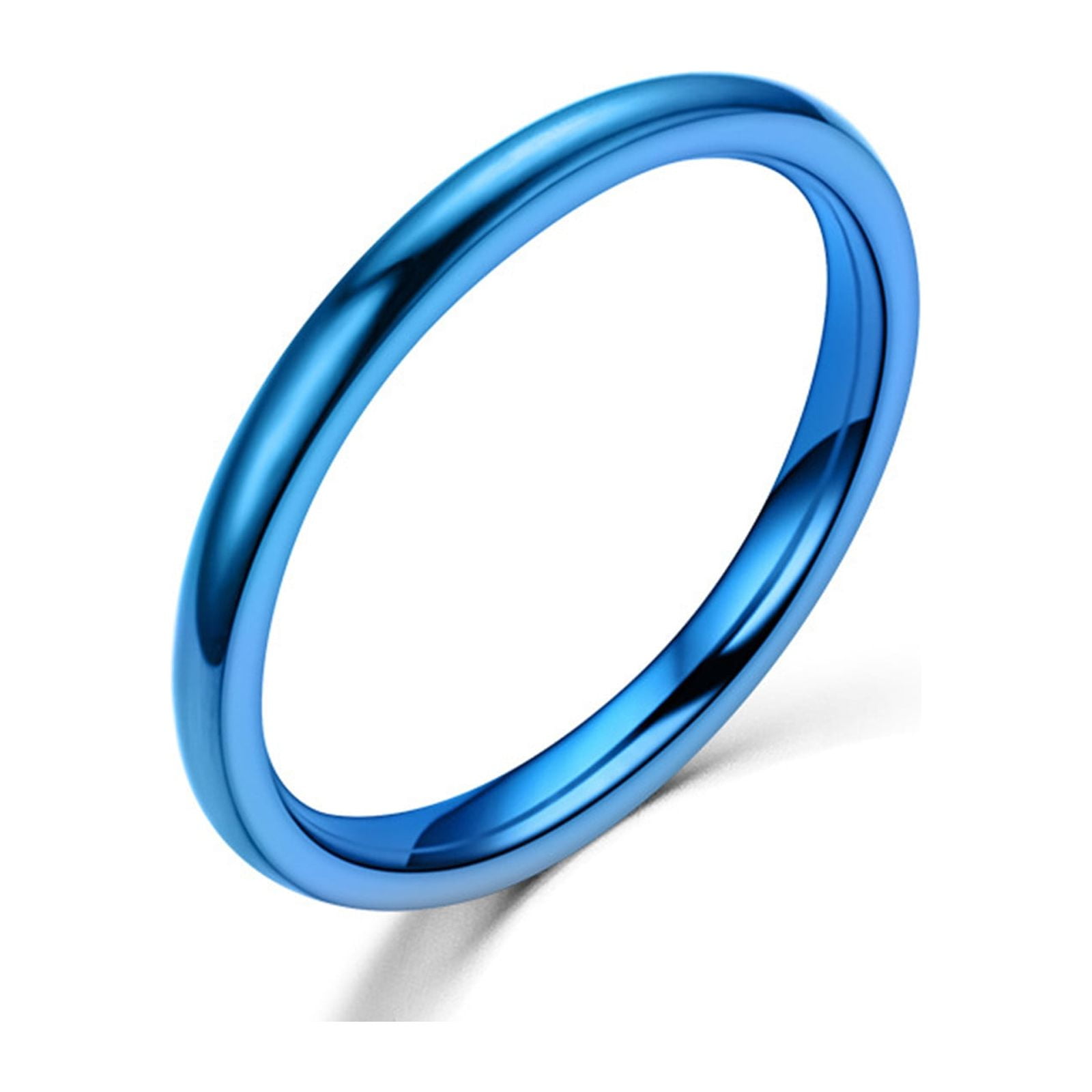Guodhu Blue Stainless Steel Classical Plain Rings for Couples Stackable ...