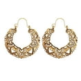 thumbnail image 1 of Guodhu Bohemian Gold /Silver Hollow Hoop Earrings for Women, Intricate Vintage Ethnic Tribal Earrings, Round Hollow-Out Dangle Jewelry, Unique Gift for Her, 1 of 4