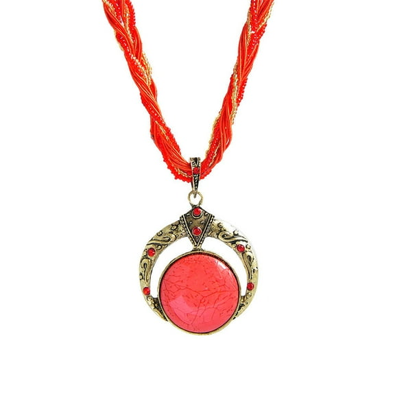 Guodhu Bohemian Necklace for Women Turquoise Jewelry Necklace Statement Beaded Vintage Chunky Chain Pendant for Women Ladies