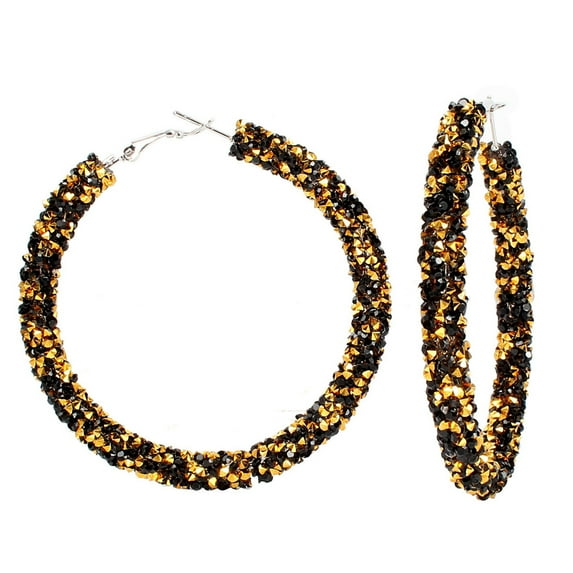 Guodhu Boho Hoop Earrings Glitter Rhinestone Wrapped Dangle Drop Earring Gold Black Red Circle Cubic Zirconia Statement Earrings Jewelry for Women