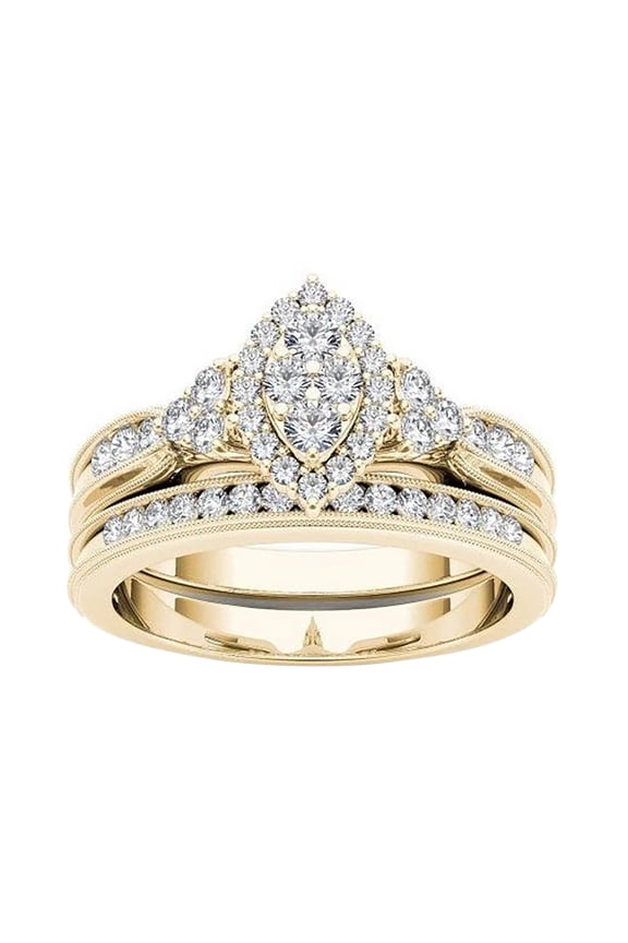 Bridal Set Shiny Round-Cut Moissanite Engagement Ring for Women, Wedding Ring Set Exquisite Valentine's Day Gift