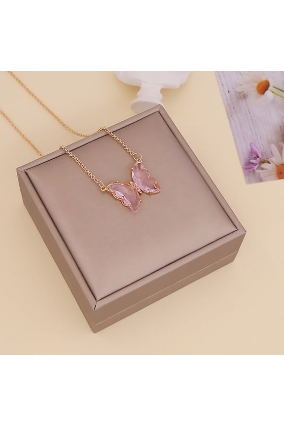 Butterfly Birthstone Necklaces Jewelry for Women Trendy, Dainty Womens Preppy Aesthetic Crystal Jewelry