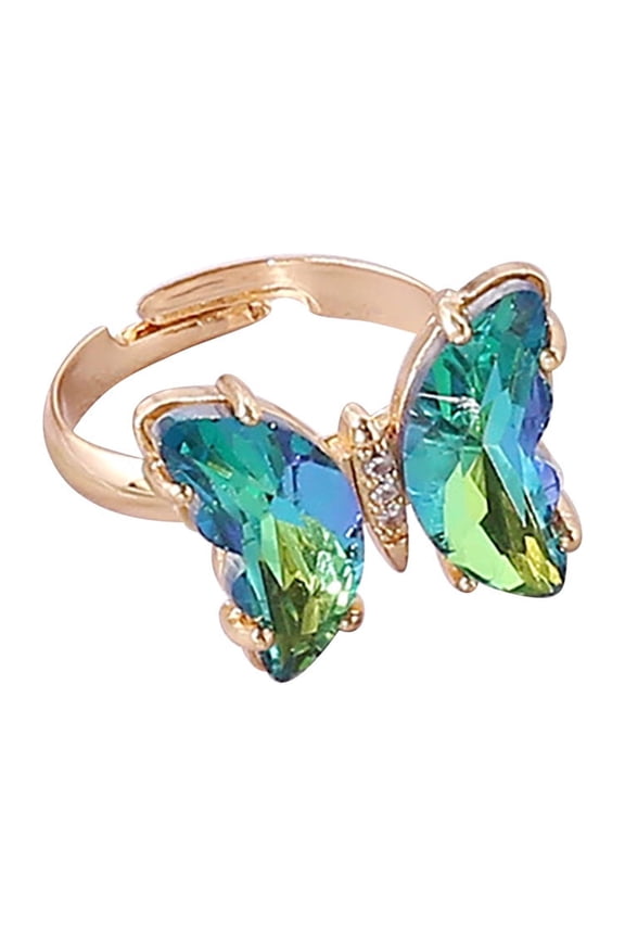 Butterfly Crystal Ring for Women Bolo Adjustable Womens Ring Trendy, Y2K Dainty Butterfly Jewelry Gifts
