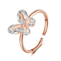 Guodhu CZ Crystal Butterfly Rings for Women Shining Cubic Zirconia Rings Rose Gold/Silver Plated Adjustable Ring Fashion Jewelry