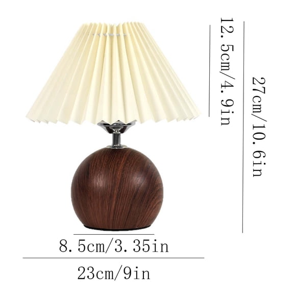 Guodhu Ceramic Table Lamp for Nightstand, Modern Desk Lamp with White Scalloped Fabric Shade, Small Compact Lighting for Entryway Console Side Table Bedroom(Brown)