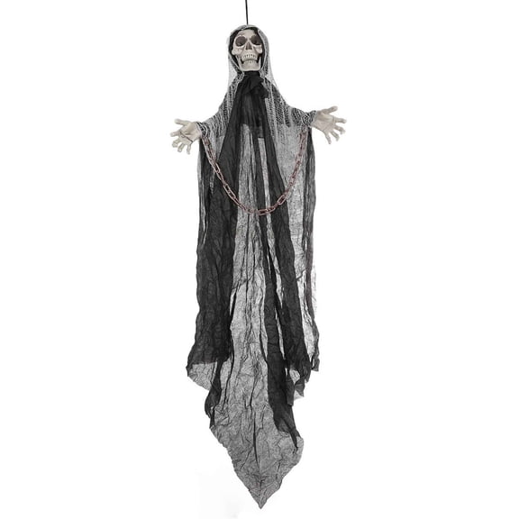 Guodhu Chain Ghost Halloween Ornament 71 Inch  Realistic Terrifying Ghost Statue for Courtyard Garden Terrace Porch Indoor Outdoor Decor(Black)