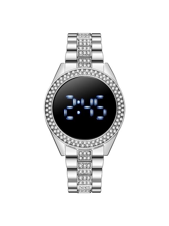 Chic & Glamorous! Rhinestone - Studded Gold/Rose Gold/ Silver Digital Watches for Women - Trendy Contracted Design