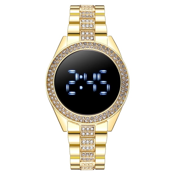 Guodhu Chic & Glamorous! Rhinestone - Studded Gold/Rose Gold/ Silver Digital Watches for Women - Trendy Contracted Design