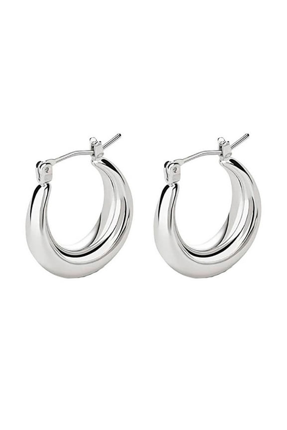Chunky Gold/Silver Hoop Earrings for Women Trendy Punk Earrings Minimalist Chic Jewelry Birthday Gift