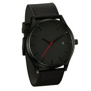 Guodhu Classic Mens Business Analog Black Quartz Wrist Watch Calendar Display Minimalist Dress Watches with Leather Band Great idea for Birthday Gifts for Men