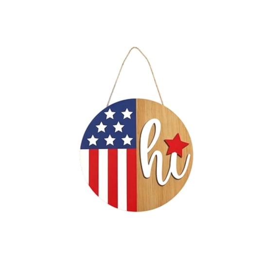 Guodhu Compact Patriotic Wooden Welcome Sign Independence Day Mini Door Wall Plaque Decoration for Home Porch Patio Indoor Outdoor Party(Multicolor Y)