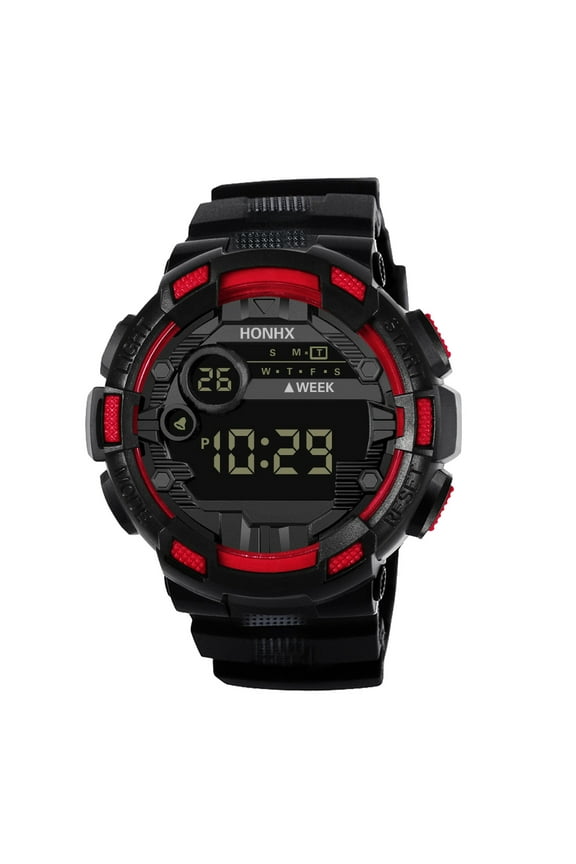 Cool Sports Electronic TPU Strap Watch Easy to Read Digital Dial Watch Multi Function Outdoor Gifts for Men Teen Student Son