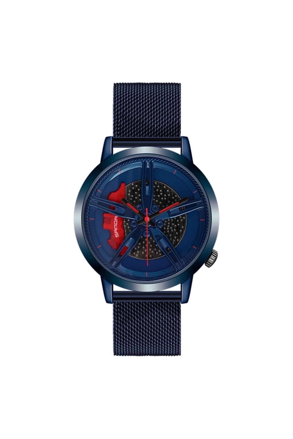 Creative 3D Car Wheel Watches Stylish Mens Wrist Watch Fashion Quartz Watches with Stainless Steel Strap Gifts for Car Enthusiasts Dad Boyfriend