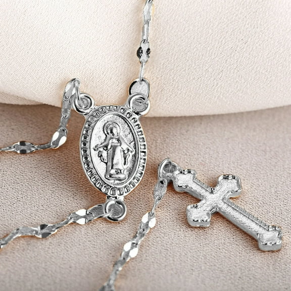 Guodhu Cross Pendant Necklaces Long Chain Y Religious Jewelry for Women Gift(silver)