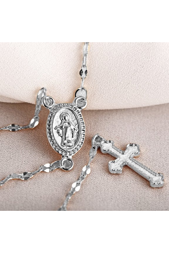 Cross Pendant Necklaces Long Chain Y Religious Jewelry for Women Gift(silver)