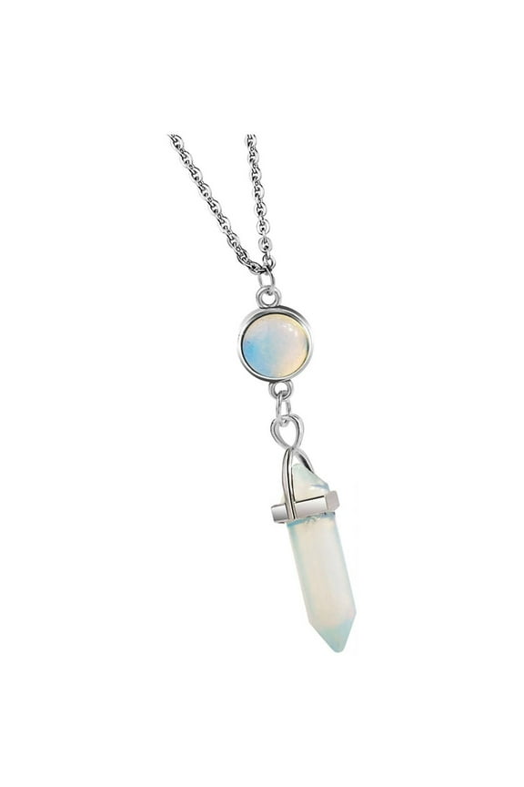 Crystal Necklaces for Women Stainless Steel Chain Gemstone Hexagonal Necklace for Spiritual Energy Healing Pendant Divination for Women Men