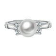 thumbnail image 1 of Guodhu Cubic-Zirconia Pearl Solitaire Ring for Women Birthday, Engagement, Anniversary, Wedding,Mothers Day Jewelry Gift for Women Teen Mom, 1 of 7