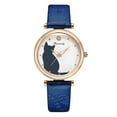 thumbnail image 1 of Guodhu Cute Cat Pattern Analog Quartz Dial Leather Band Watch Casual Wrist Watches Gifts for Women Teen Student, 1 of 3