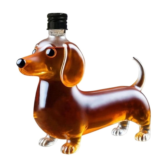Guodhu Dachshund Dog Shaped Wine Bottle 10.14 fl oz, Unique Family Cabinet Decoration, Functional Beverage Container For Dog Lovers Home Decor(Multicolor)