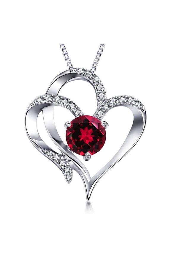 Dainty Birthstone Heart Necklace for Women Jewelry, Diamond Silver Plated Necklace Jewelry Birthday Gifts for Women Wife